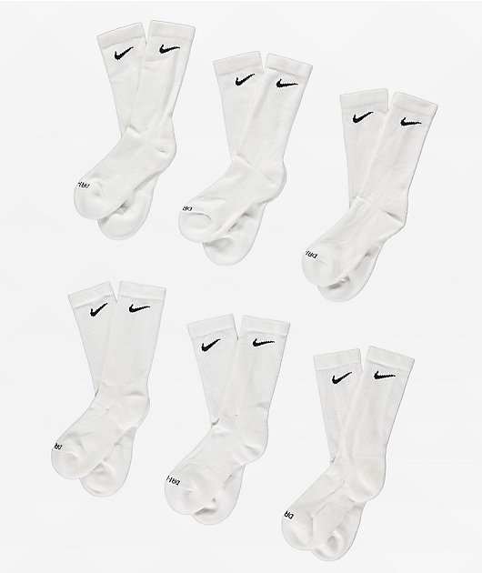 Nike Everyday Plus 6 Pack White Crew Socks Zumiez