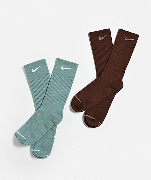 Nike Everyday Wool Brown & Blue 2 Pack Crew Socks | Zumiez