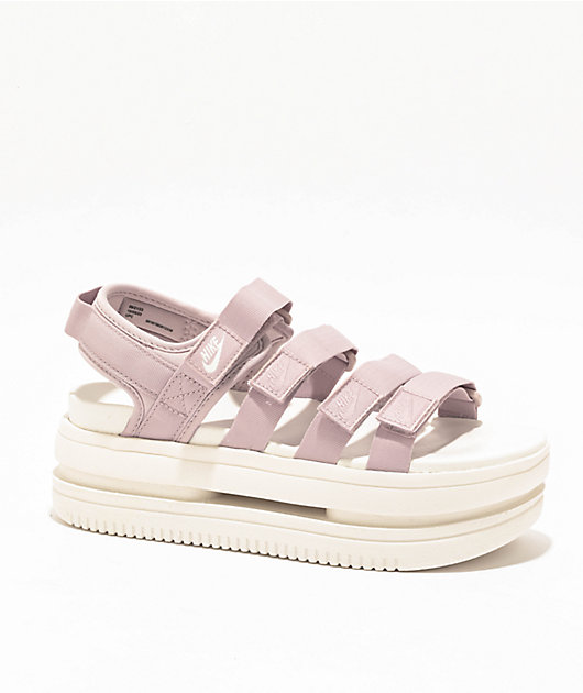 Nike Icon Classic Platinum Violet Sail Platform Sandals Zumiez