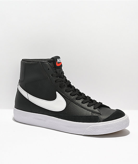 Nike Kids Blazer Mid 77 Vintage Black Leather Shoes Zumiez