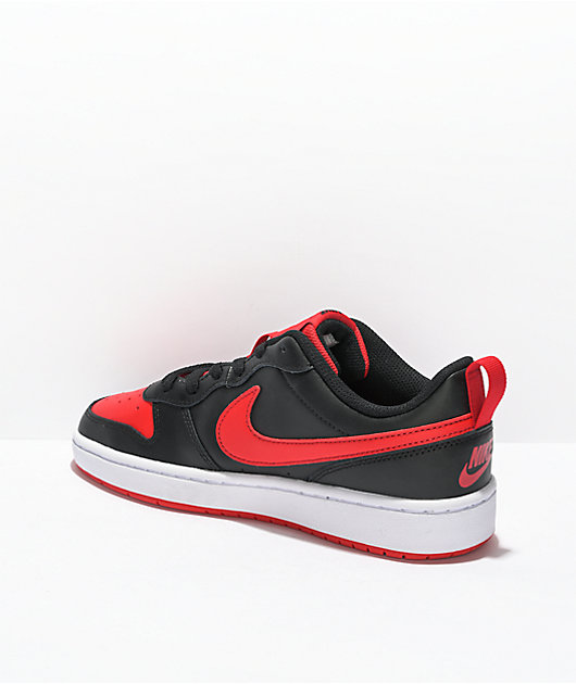 vier keer Gezamenlijke selectie Bestudeer Nike Kids' Court Borough Low 2 Black & Red Shoes