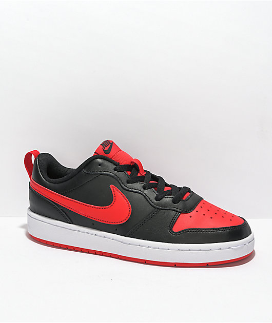 Nike Kids Court Borough Low 2 Black Red Shoes Zumiez