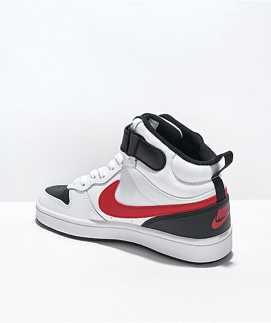 Nike Kids Court Borough Mid 2 White Black Red Shoes Zumiez