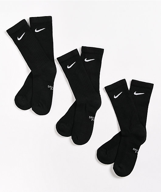 Nike Kids Black 3 Pack Crew Socks