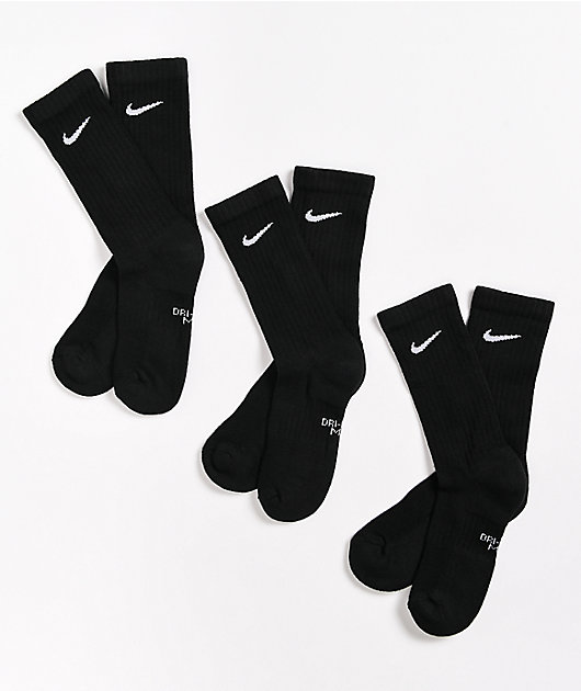 Nike Kids Black 3 Pack Crew Socks Zumiez