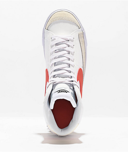 Nike Kids Blazer '77 Mid White u0026 Picante Red Leather Shoes