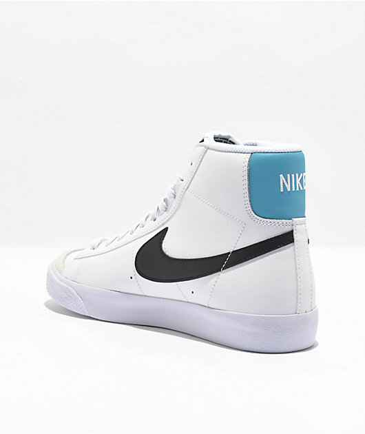 Nike Kids Blazer Mid 77 White Black Blue Leather Shoes Zumiez