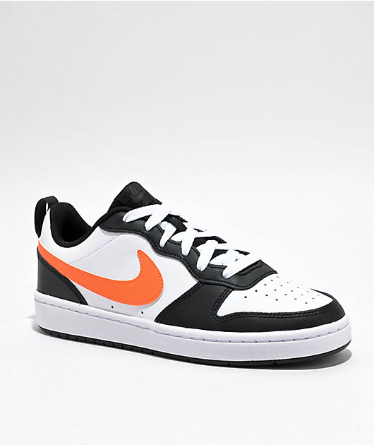 Nike Kids Court Borough Low Recraft White, Total Orange & Black Shoes
