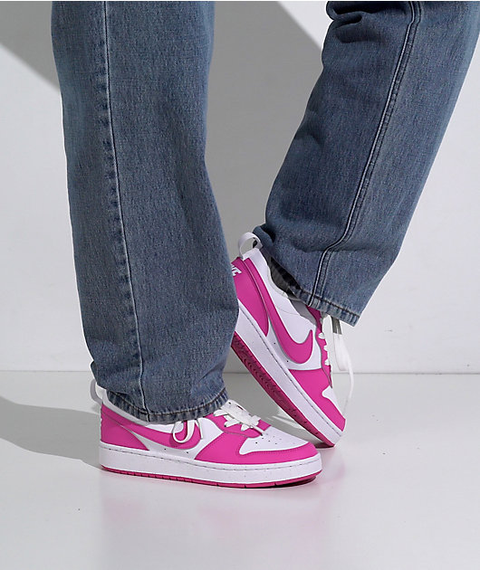 Nike Kids Court Borough Low Recraft White & Pink Shoes video