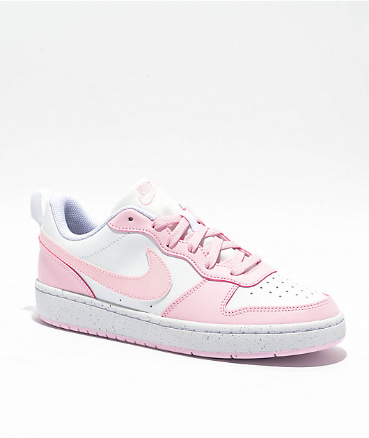 Nike Kids Court Borough Low Recraft White & Pink Foam Shoes | Zumiez