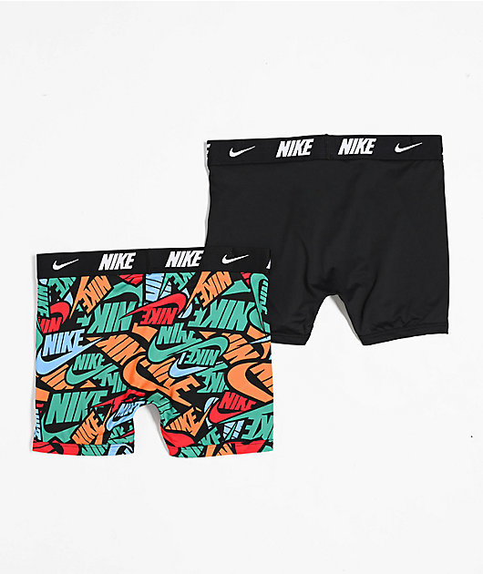 Nike Kids Dri-FIT Essential Micro Black Logo 2-Pack Boxer Briefs