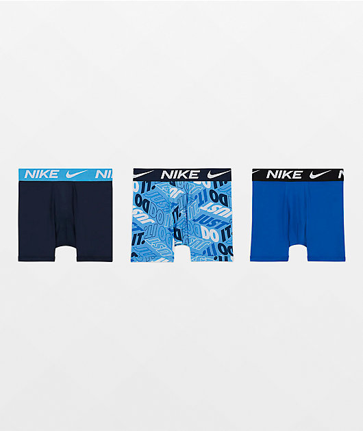 Nike Kids Essential Blue 3 Pack Boxer Briefs Zumiez