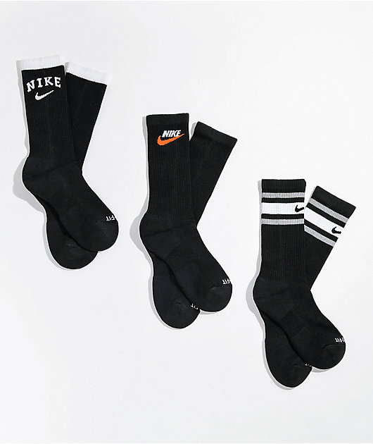 Nike Kids Everyday Black 3 Pack Crew Socks