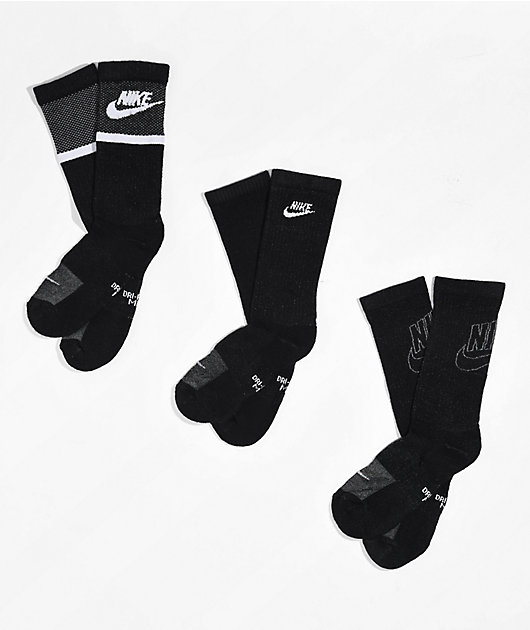 Nike Kids Everyday Black Speckle 3 Pack Crew Socks