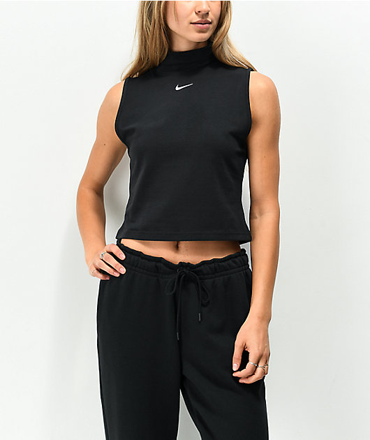 Nike NSW Essentials Black Mock Neck Crop Top