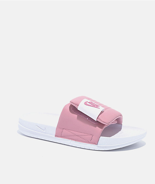 Nike Offcourt Adjust White & Pink Slide Sandals | Zumiez