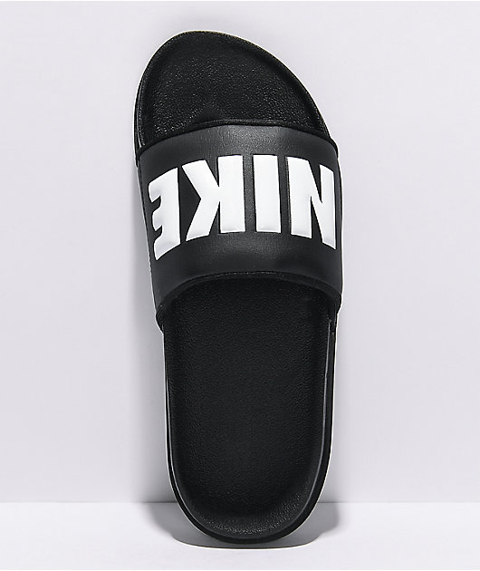 Nike slippers white and on sale black