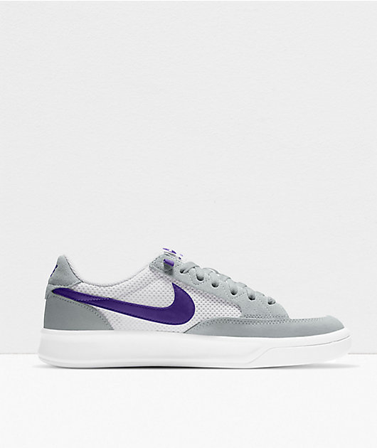 muy agradable Una buena amiga Soleado Nike SB Adversary Grey, Purple & White Skate Shoes