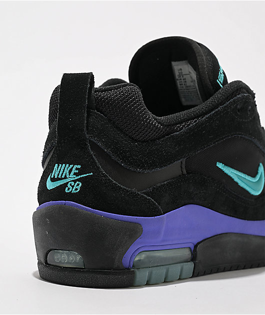 Nike SB Air Max Ishod Black, Persian Violet, & Dusty Cactus Skate Shoes