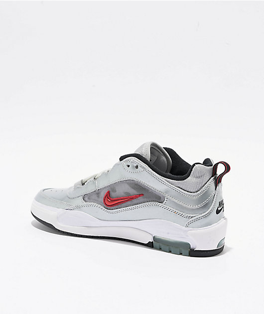 Nike SB Air Max Ishod PRM Metallic Silver & Varsity Red Skate Shoes