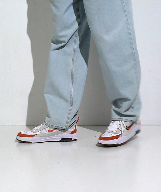 Nike SB Air Max Ishod Summit White & Orange Skate Shoes | Zumiez