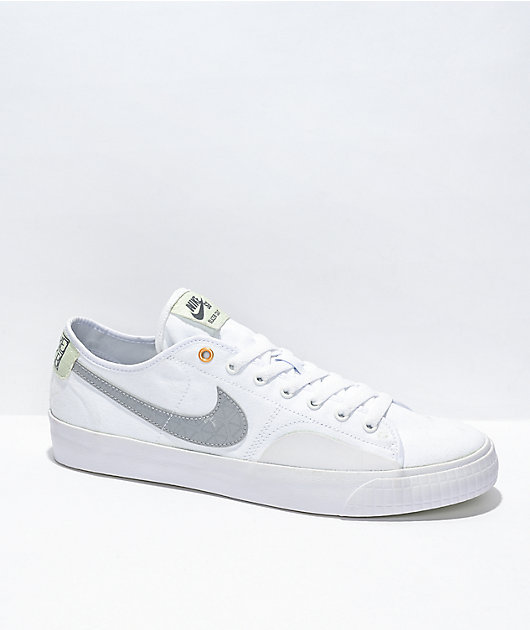 Nike SB BLZR Court DVDL White & Grey Skate Shoes | Zumiez