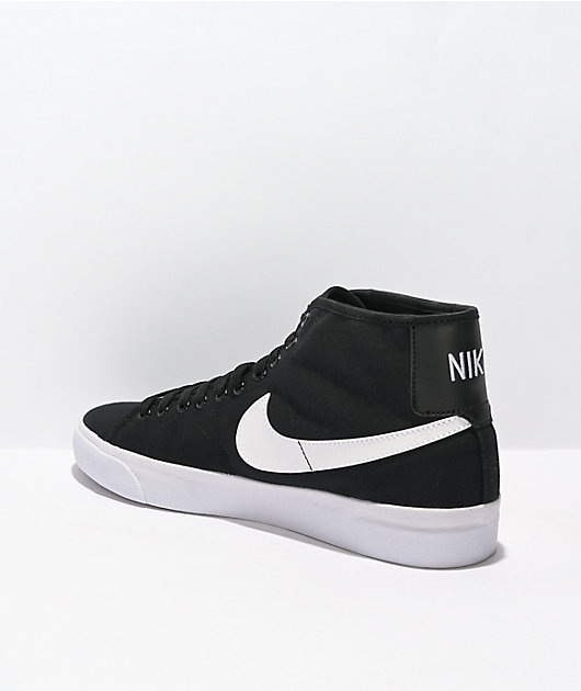 Nike SB BLZR Court Mid Black & White Skate Shoes | Zumiez