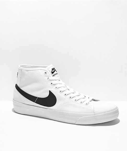 Nike SB BLZR Court Mid White & Black Skate Shoes | Zumiez