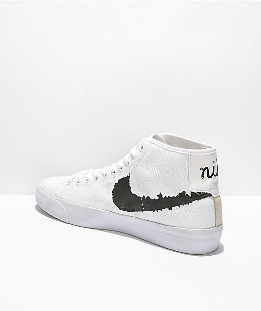 Nike SB BLZR Court Mid White & Black Skate Shoes