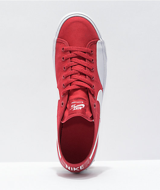 amplitude lammelse tryk Nike SB BLZR Court Red & White Skate Shoes