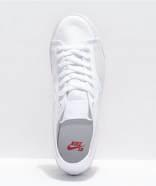 espiral superstición para justificar Nike SB BLZR Court White & White Skate Shoes