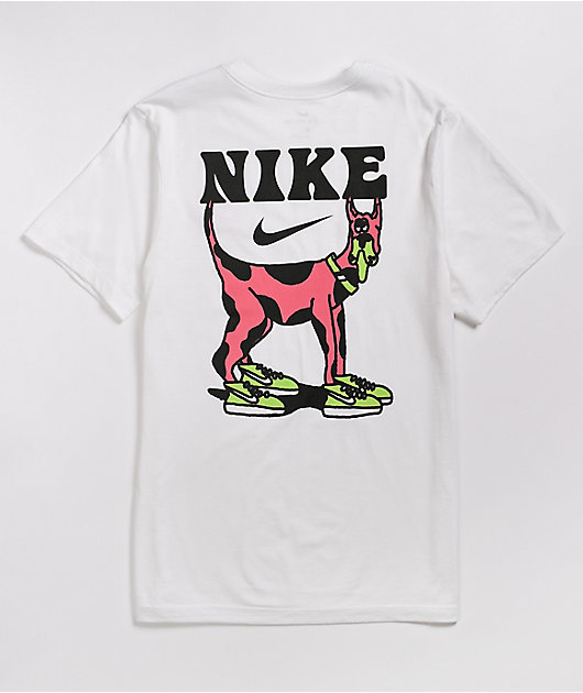 nike sb big dog white & pink t shirt