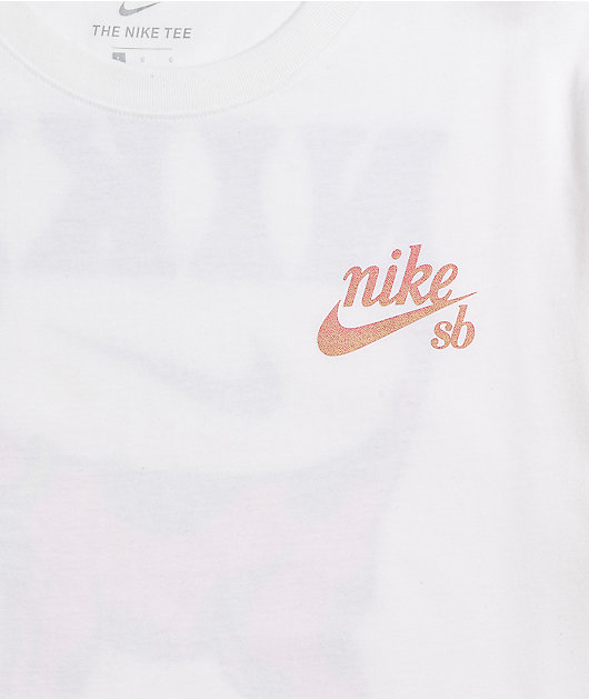 Nike shirt pink store and white