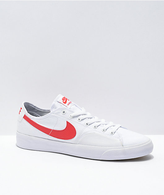 Nike Sb Blazer Court White Red Skate Shoes Zumiez