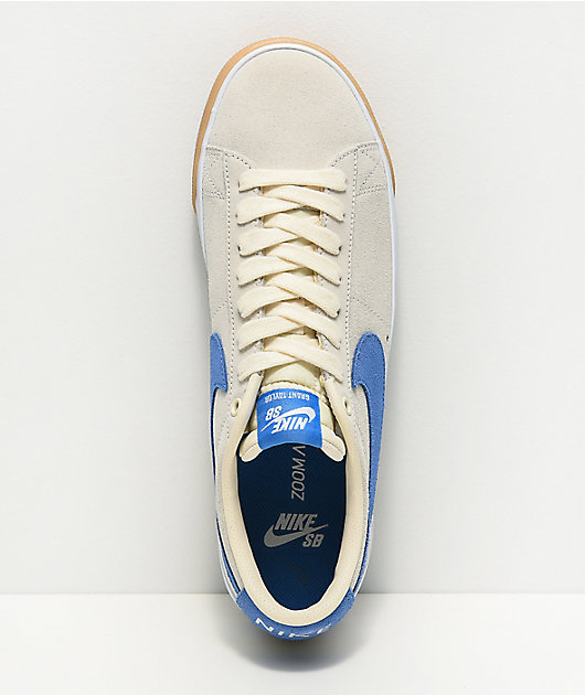 Nike Sb Blazer Low G T Ivory Blue Gum Skate Shoes Zumiez