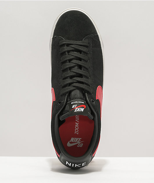 Nike Sb Blazer Low Zoom Gt Black Red White Skate Shoes Zumiez