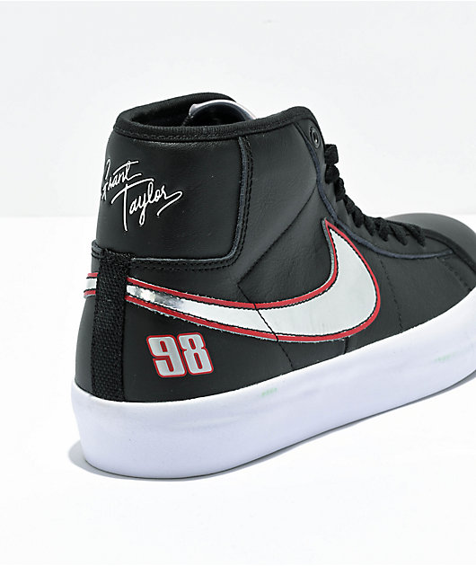 Nike SB Blazer Mid GT Pro Black, Red & Silver Skate Shoes | Zumiez