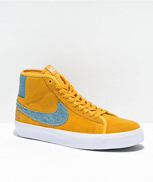 Nike SB Blazer Mid GT Pro University Gold Game Royal Skate Shoes Zumiez