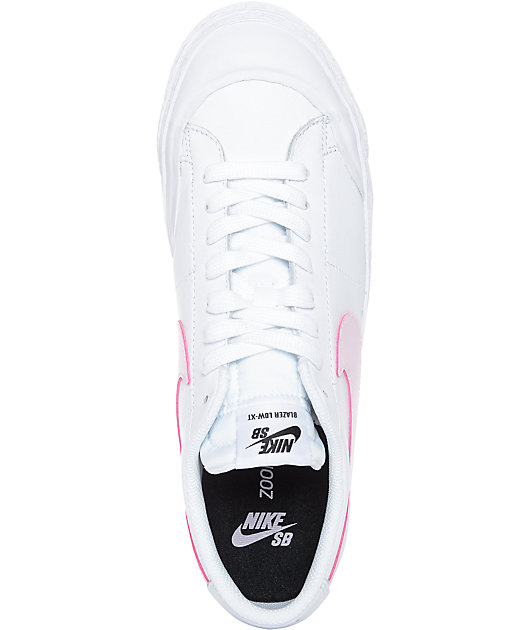 Nike Sb Blazer Xt Low Prism Pink White Leather Skate Shoes Zumiez