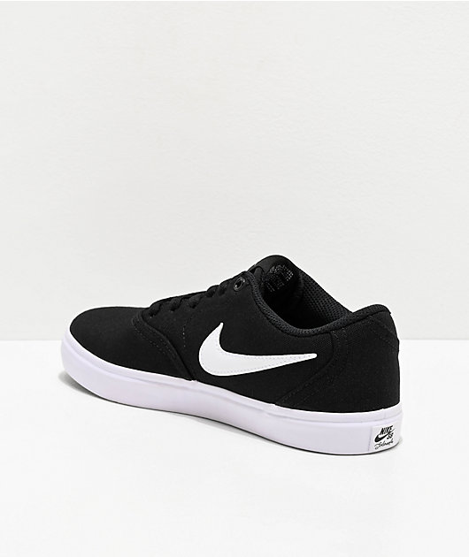 Contabilidad Mecánica Regan Nike SB Check Solarsoft Black & White Canvas Skate Shoes