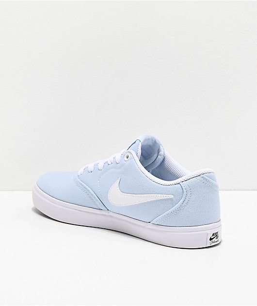 nike sb check solarsoft light blue & white skate shoes