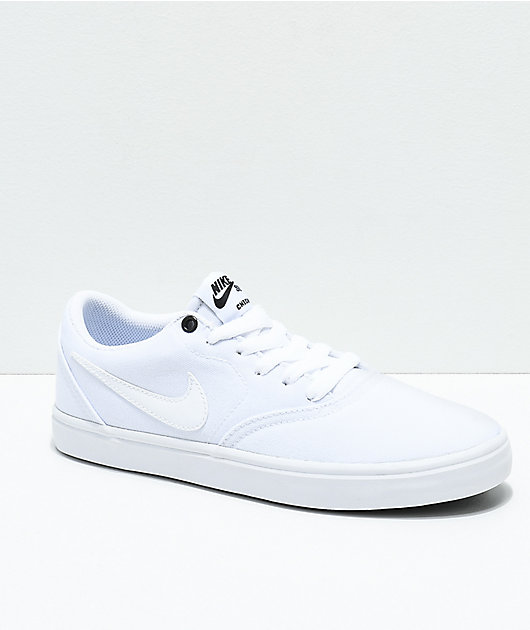 Nike SB Check Solarsoft zapatos skate de lienzo blanco | Zumiez
