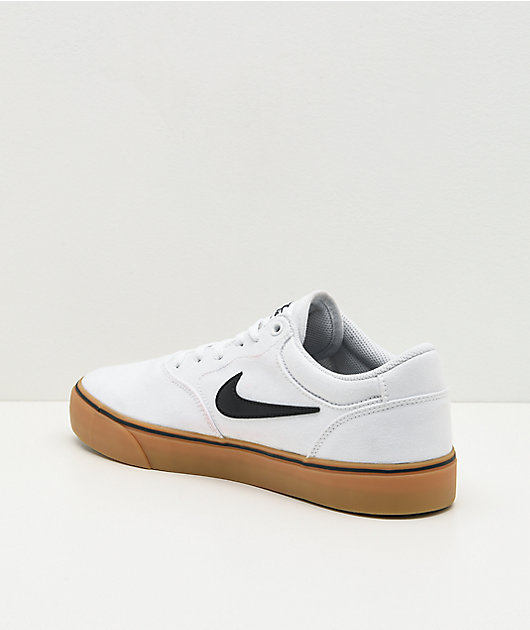 Nike Sb Chron 2 White And Gum Canvas Skate Shoes