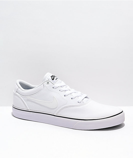 Aniquilar Serrado erosión Nike SB Chron 2 White Canvas Skate Shoes