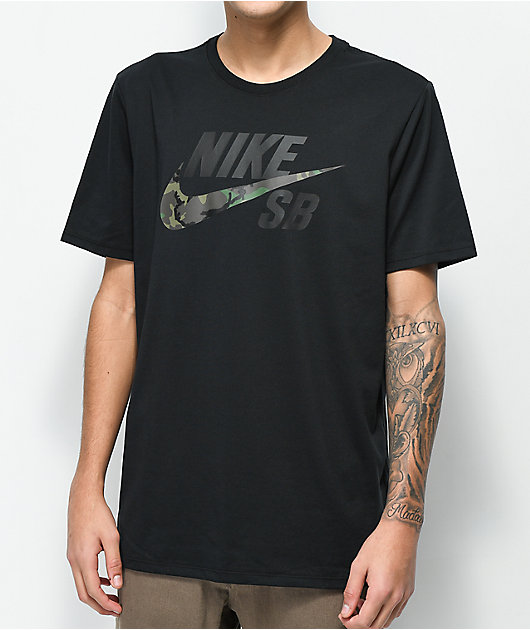 Nike SB DRY Camo Black T-Shirt | Zumiez