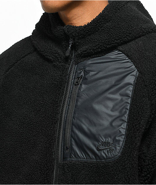 Nike SB Everett Sherpa Black Zip Hoodie 