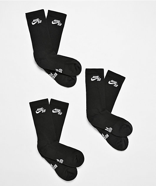 Nike SB Everyday Elevated Black 3 Pack Crew Socks