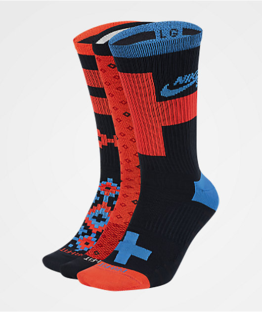 nike black and red socks