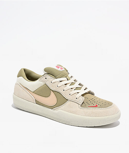 Nike SB Force 58 Coconut Milk, Neutral Olive & University Red Skate Shoes
