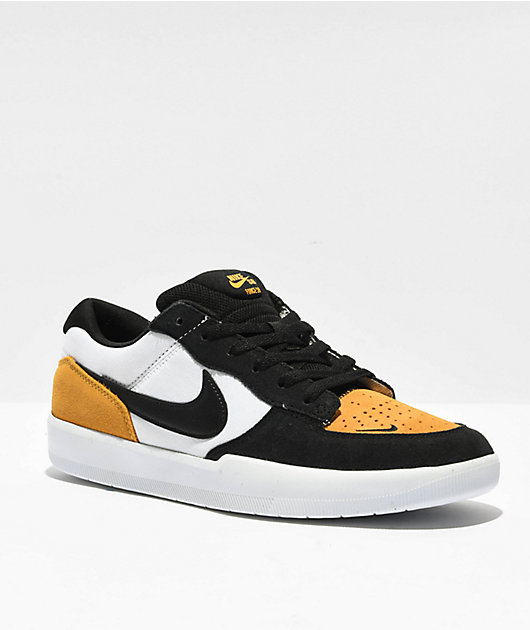 Nike SB Force 58 Gold, Black White Skate Shoes Zumiez